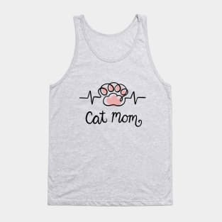 Cat mom paw heartbeat Tank Top